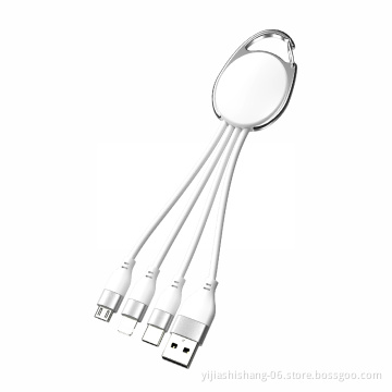 Promotional Gift 3in1 Universal Usb Charging Cable 2.4a Braided Multi-purpose 3 In1 Usb Keychain Usb Cable